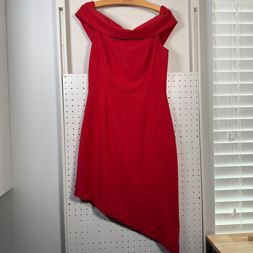 Hutch‎ Cocktail Dress Women's Medium Red Asymmetric Hem Classic off-The-Shoulder